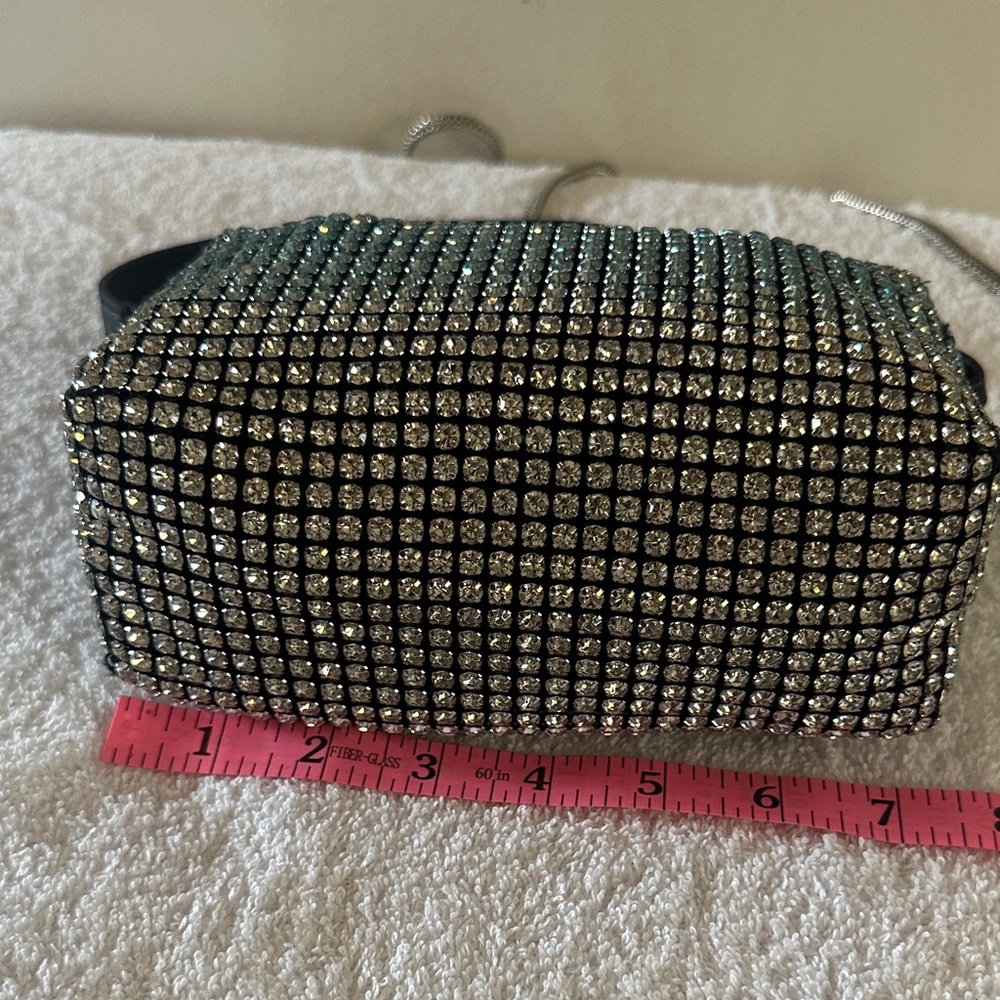 Embellished Teal Crystal Mini Shoulder Bag - Picture 7 of 7